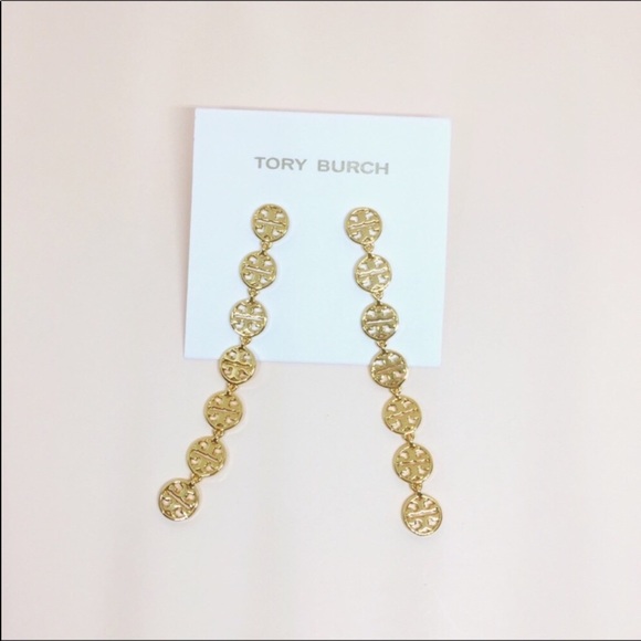 NWT Tory Burch Mini Logo Long Earrings - Picture 6 of 8